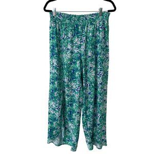 Land and Sea Linen Blend Relaxed Pants Womens L Front Leg Slit Elastic Waist